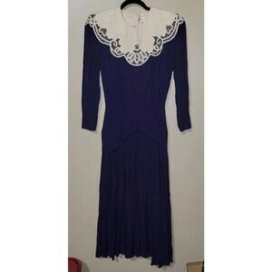 Vintage 80s Retro‎ Marie St. Claire Victorian Style Maxi Dress Sz 6 Prairie